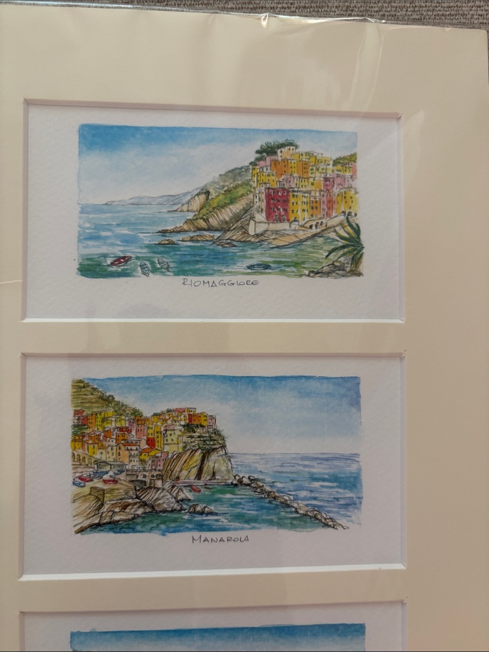 Cinque Terre Mini Watercolor Paintings, set of 5 purchased in Italy - Picture 2 of 5
